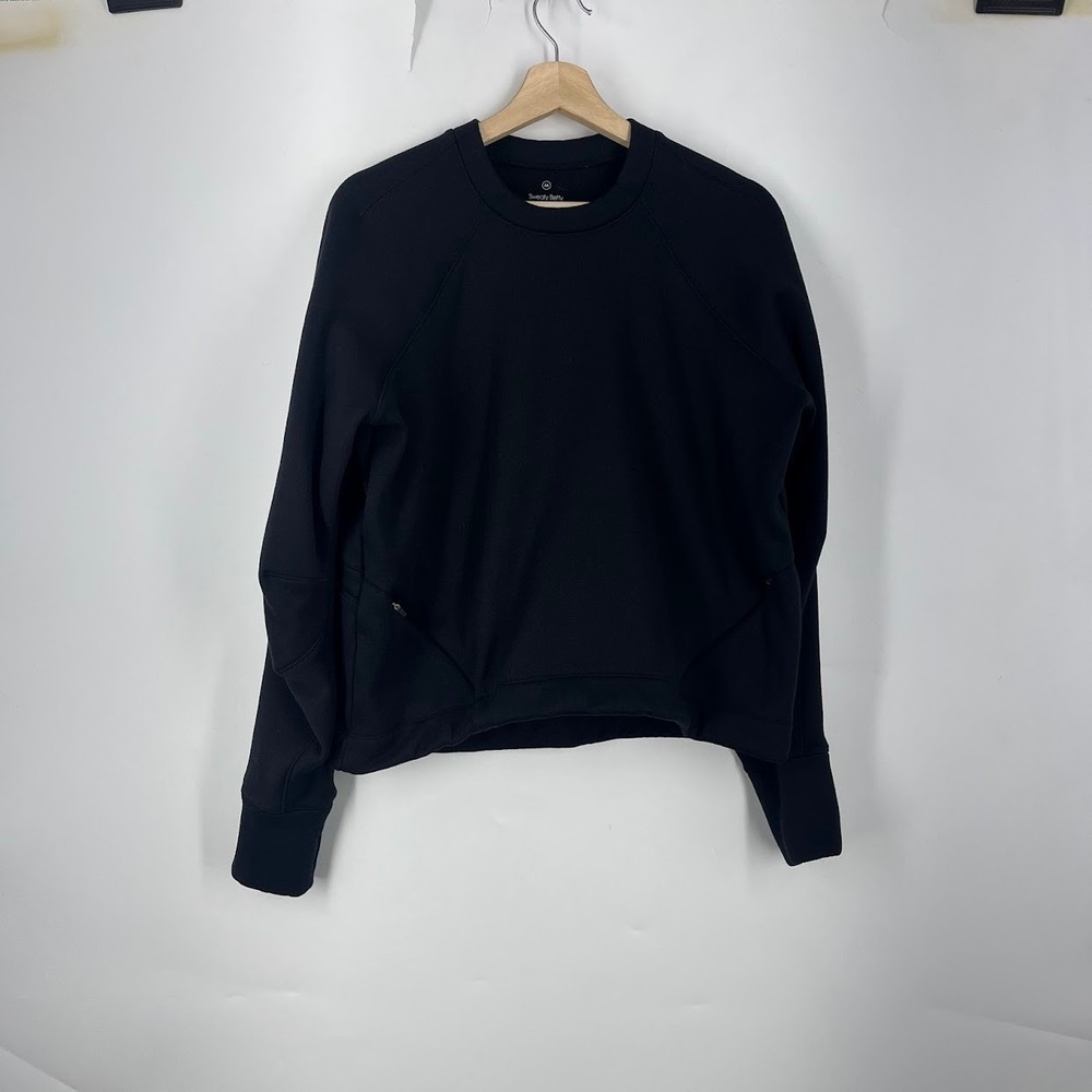 Sweaty‎ Betty Black Crewneck Sweatshirt Thumbholes Cinch Back SB8183 Womens M